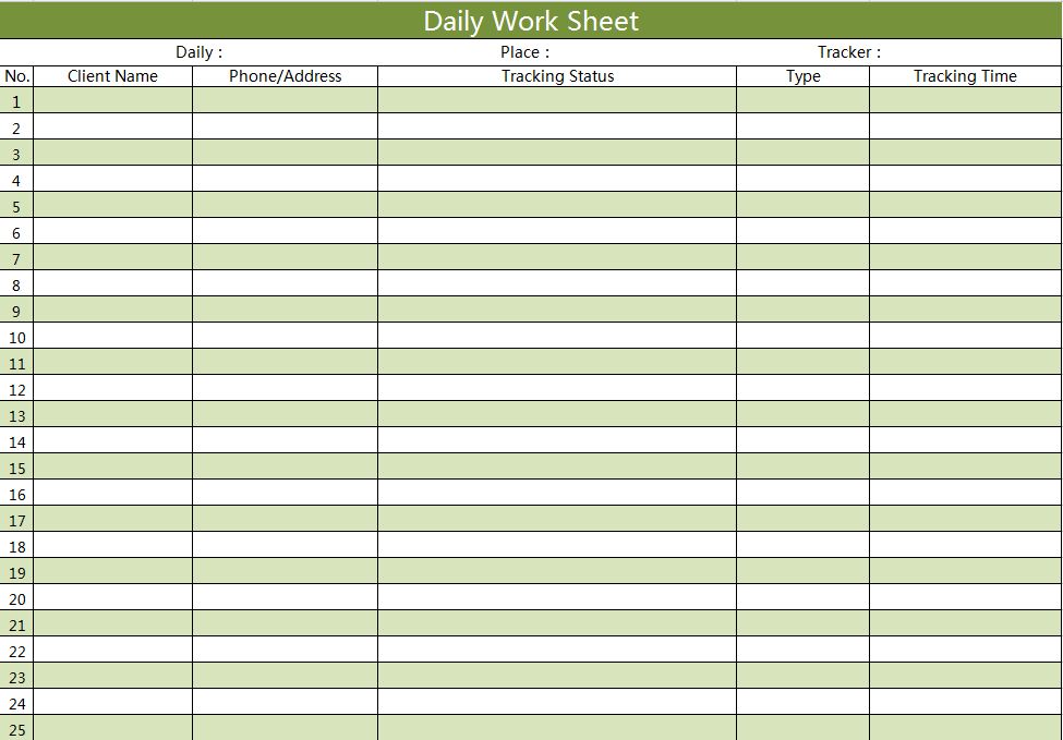 EXCEL of Daily Work  | WPS Free Templates