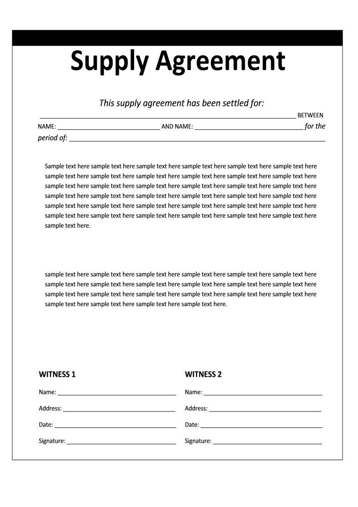 Word Of Supply Agreement Templatedocx Wps Free Templates